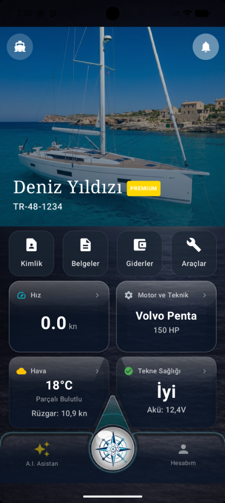 BoatLab Dashboard — Ana ekran